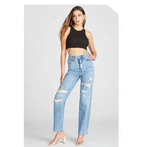𝅺VIGOSS Billie High Rise 90’s Destroyed Loose Fit Blue Denim Jean Sz 31 12448